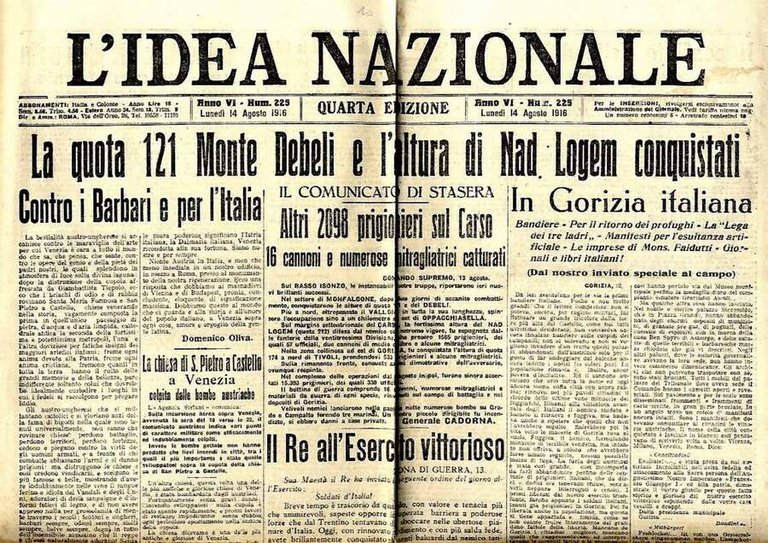 L'IDEA NAZIONALE n.225 anno VI 14 agosto 1916 | Immagine Gallery 2