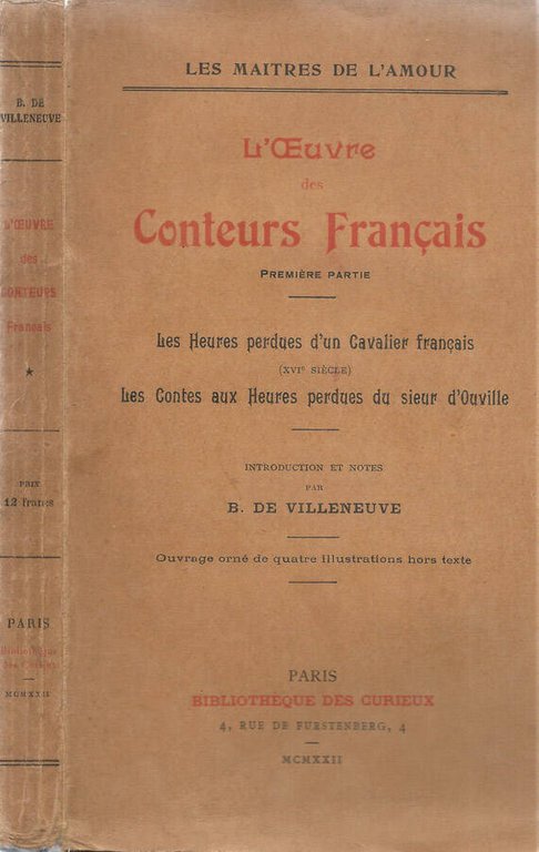 L'oeuvre des Conteurs Francais. Première Partie