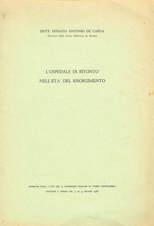 L'ospedale di Bitonto nell'età del Risorgimento