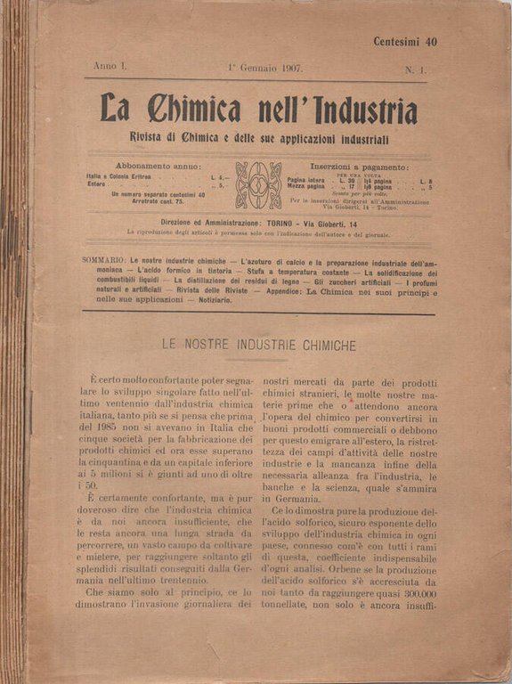 La Chimica nell'Industria - 1907