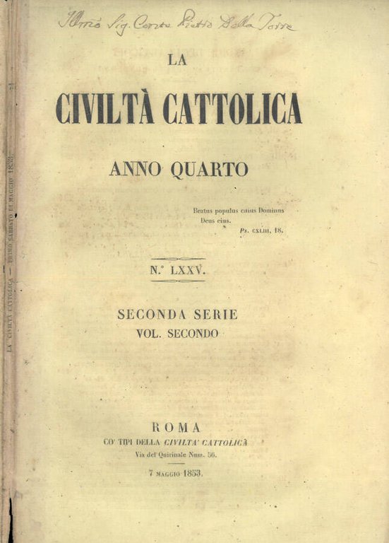 La Civiltà Cattolica 1853 | Immagine Gallery 2
