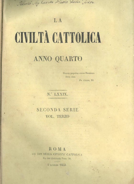 La Civiltà Cattolica 1853 | Immagine Gallery 2