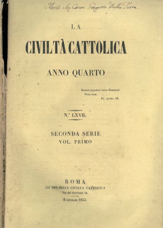 La Civiltà Cattolica 1853 | Immagine Gallery 2