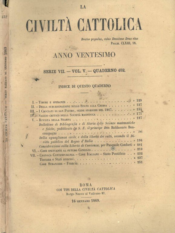 La Civiltà Cattolica 1869