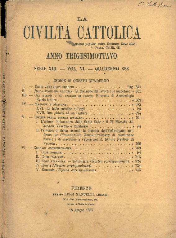 La Civiltà Cattolica 1887 | Immagine Gallery 2