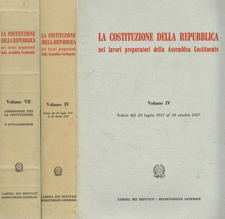 La Costituzione della Repubblica nei lavori preparatori della Assemblea Costituente …
