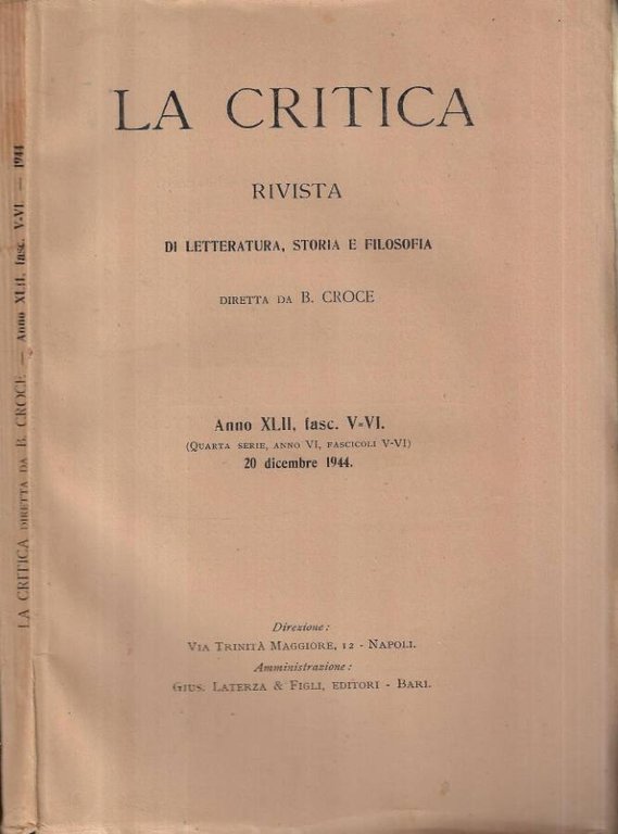 La critica Anno XLII, fasc. V - VI