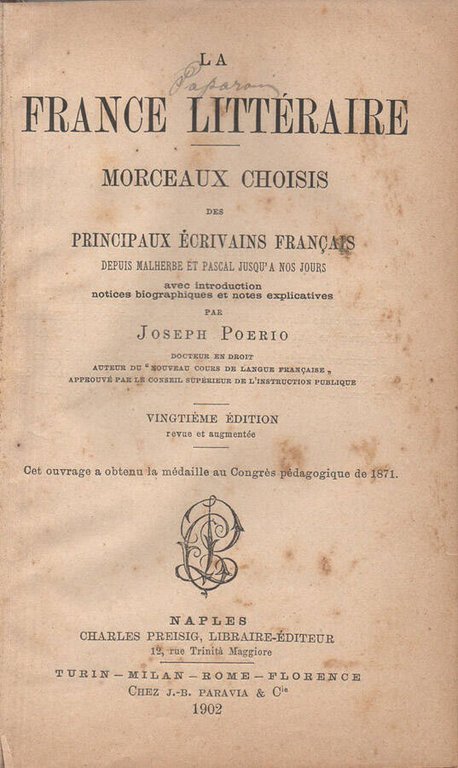 La France litteraire - Morceaux choisis des principaux écrivains francais | Immagine Gallery 2