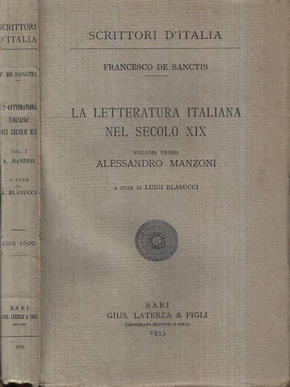 La letteratura italiana nel secolo XIX Vol. I