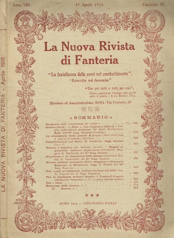 La nuova rivista di fanteria fascicolo IV, anno 1915 | Immagine principale