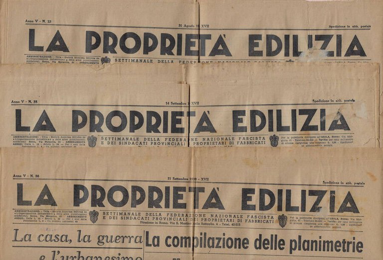 La proprietà edilizia Anno V N. 33, 35, 36