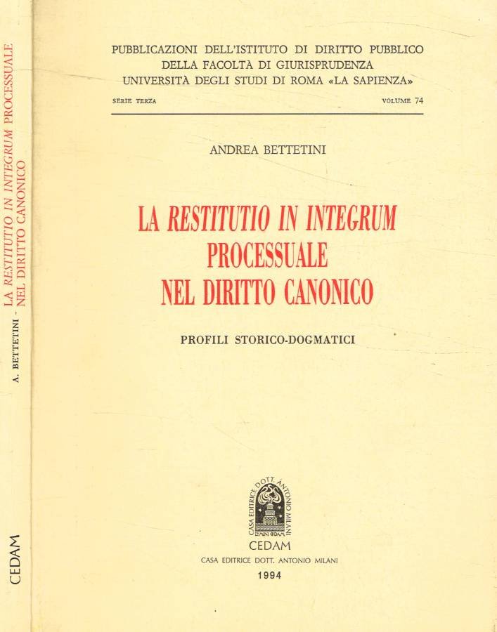 La Restitutio in Integrum processuale nel diritto canonico (Autografo)