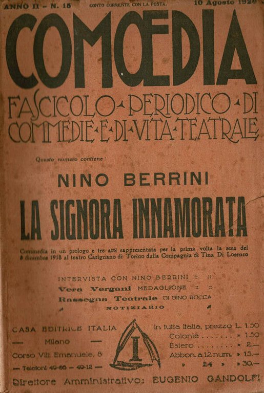 La Signora innamorata - Commedia in 3 atti