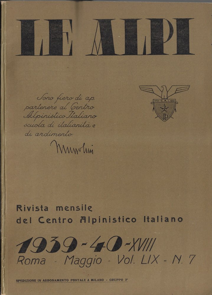 Le alpi Vol. LIX n. 7 1939-40