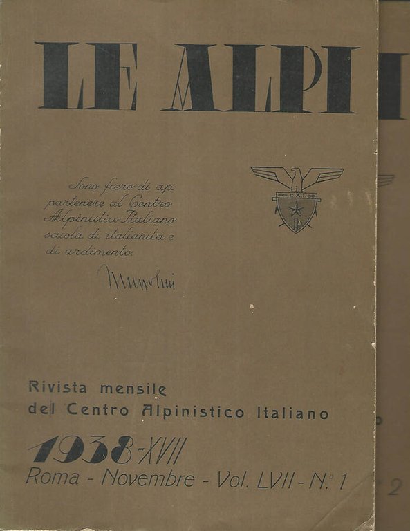 Le Alpi Vol. LVII, num. 1-2 anno 1938