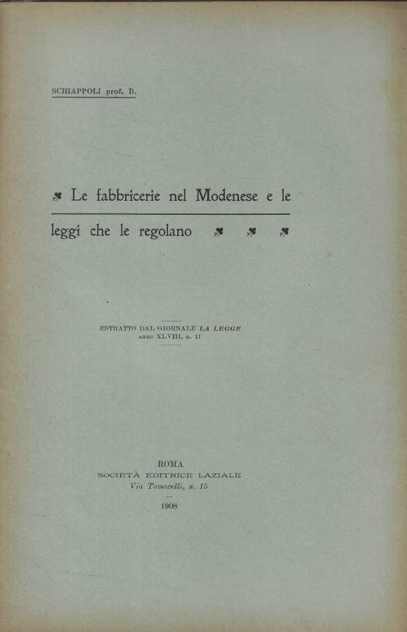 Le fabbricerie nel Modenese e le leggi che le regolano