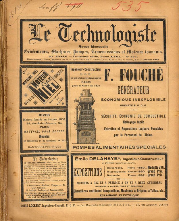 Le Technologiste. Revue mensuelle generateurs, machines, pompes, transmissions et moteurs … | Immagine Gallery 2