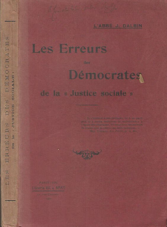 Les Erreurs des Democrates de la justice sociale