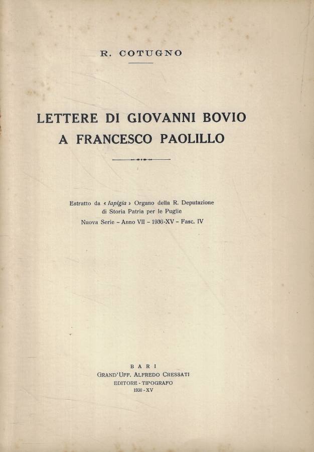 Lettere di Giovanni Bovio a Francesco Paolillo