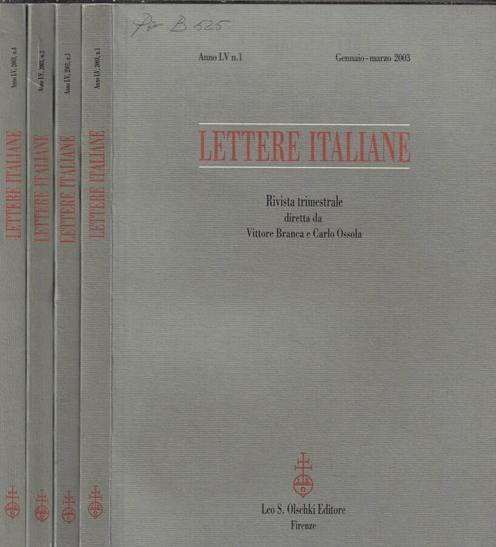 Lettere italiane anno 2003 N. 1, 2, 3, 4