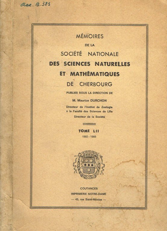 Mémoires de la Société Nationale des sciences naturelles et mathématiques …