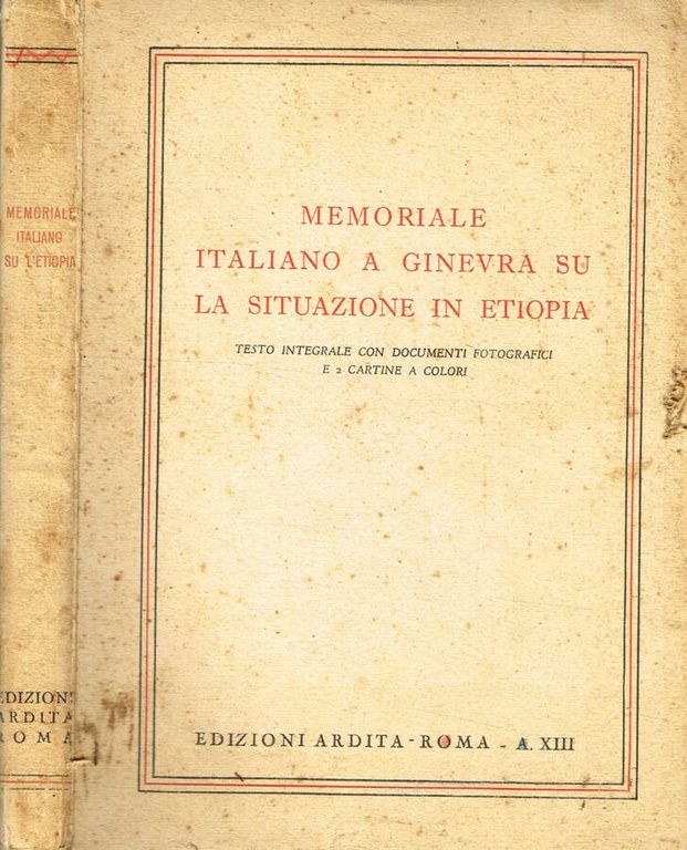 MEMORIALE ITALIANO A GINEVRA SU LA SITUAZIONE IN ETIOPIA