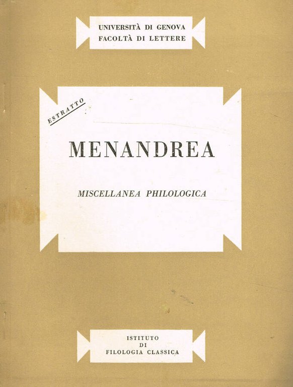 MENANDREA. MISCELLANEA PHILOLOGICA | Immagine Gallery 2