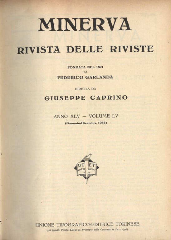 Minerva 1935 Anno XLV Volume LV
