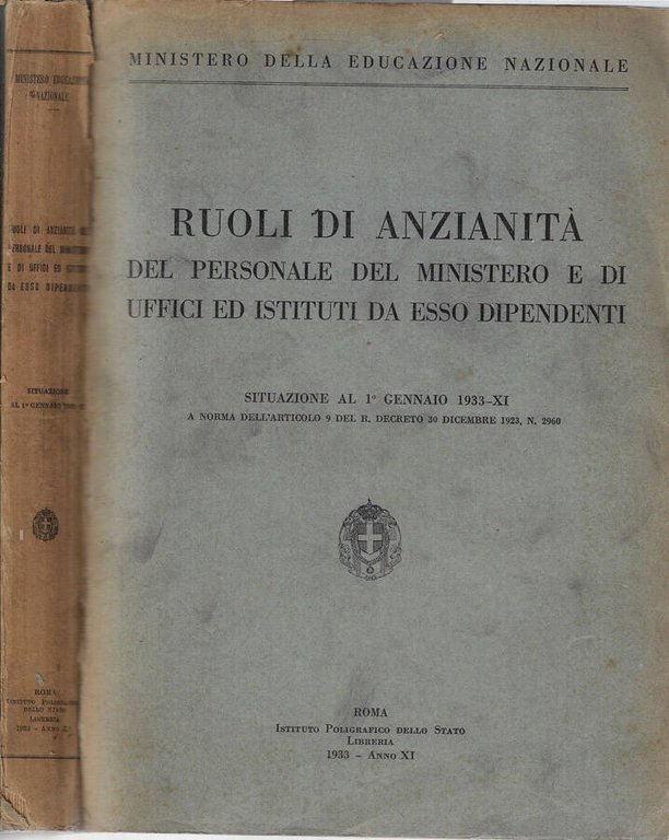 Ministero della Pubblica Istruzione Ruoli di Anzianità del personale del …