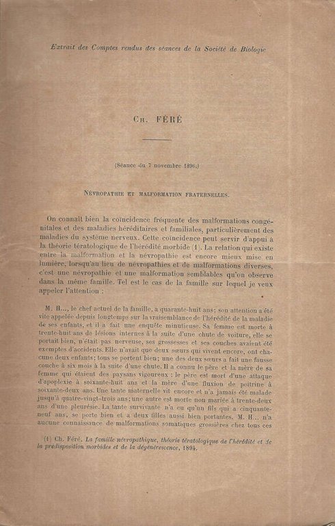 Neuropathie et malformation Fraternelles