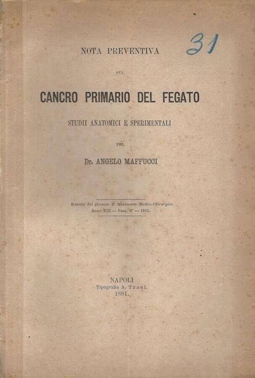Nota preventiva sul cancro primario del fegato