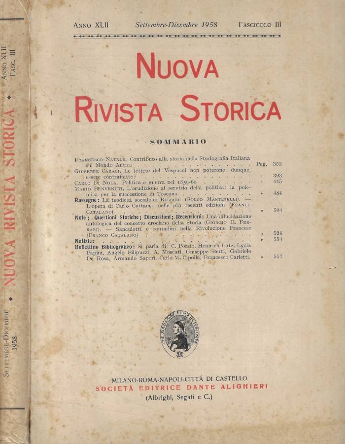 Nuova Rivista storica fasc. III Anno 1958