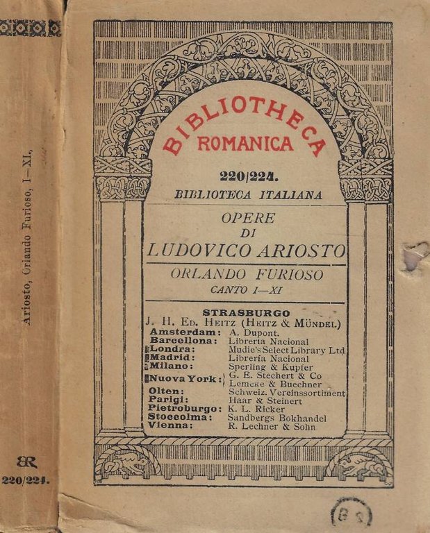 Opere di Ludovico Aristo. Orlando Furioso Canto I-XI