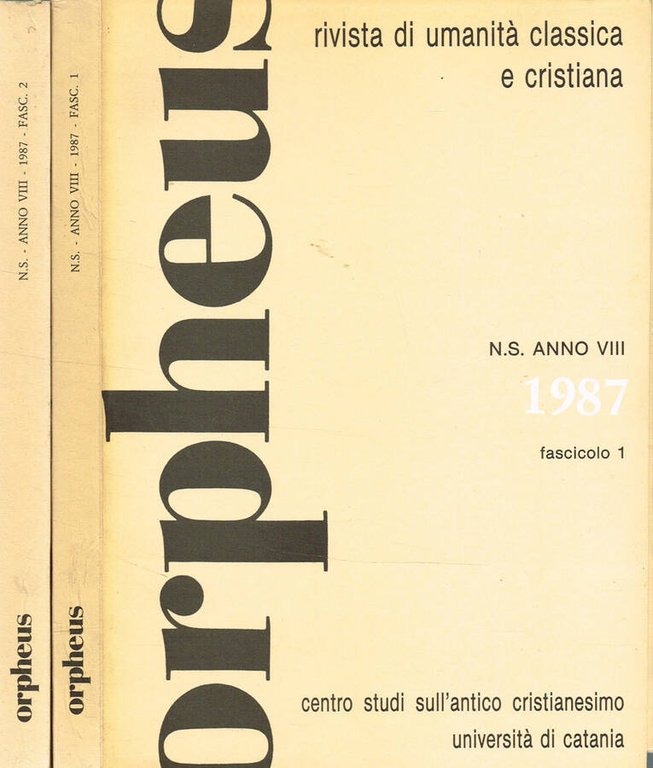 ORPHEUS. RIVISTA DI UMANITA' CLASSICA E CRISTIANA n.s. anno VIII