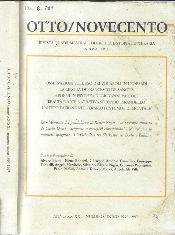 Otto/novecento anno 1996-1997
