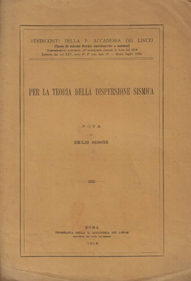 Per la teoria della dispersione sismica