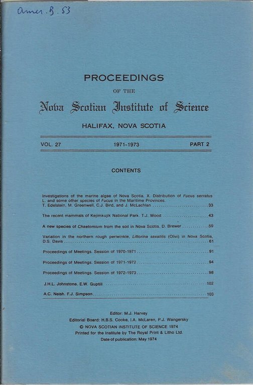 Proceedings of the Nova Scotian Institute of Science Halifax, Nova … | Immagine Gallery 2