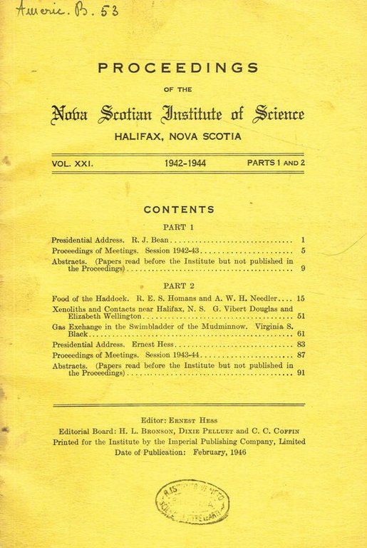 Proceedings of the nova scotian institute of science halifax, nova …