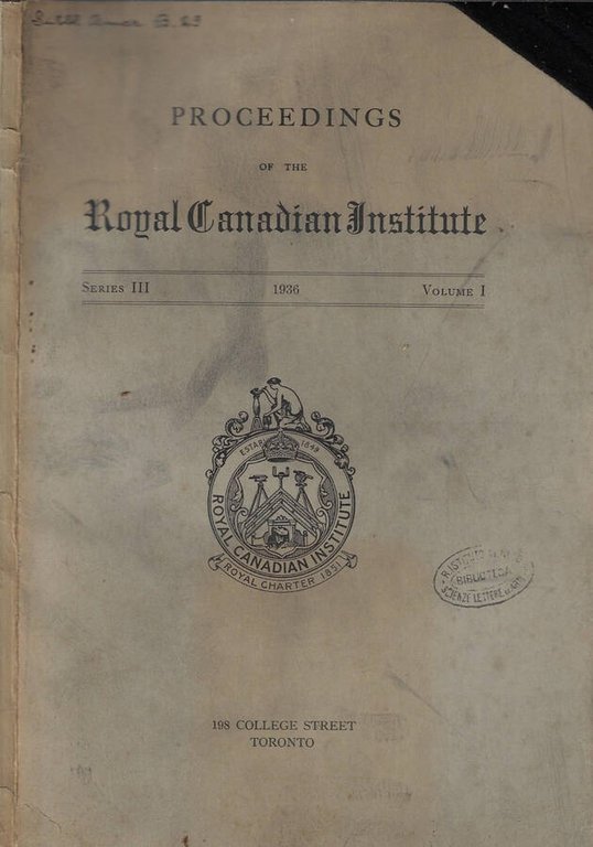 Proceedings of the Royal Canadian Institute series III 1936 Volume …