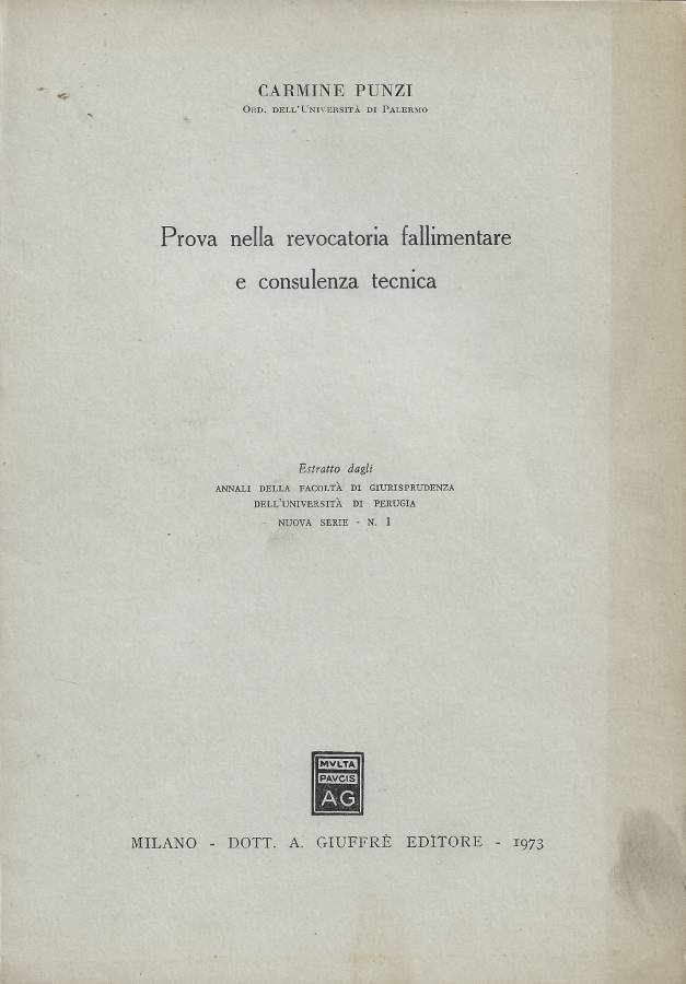 Prova della revocatoria fallimentare e consulenza tecnica (Estratto dagli Annali … | Immagine principale