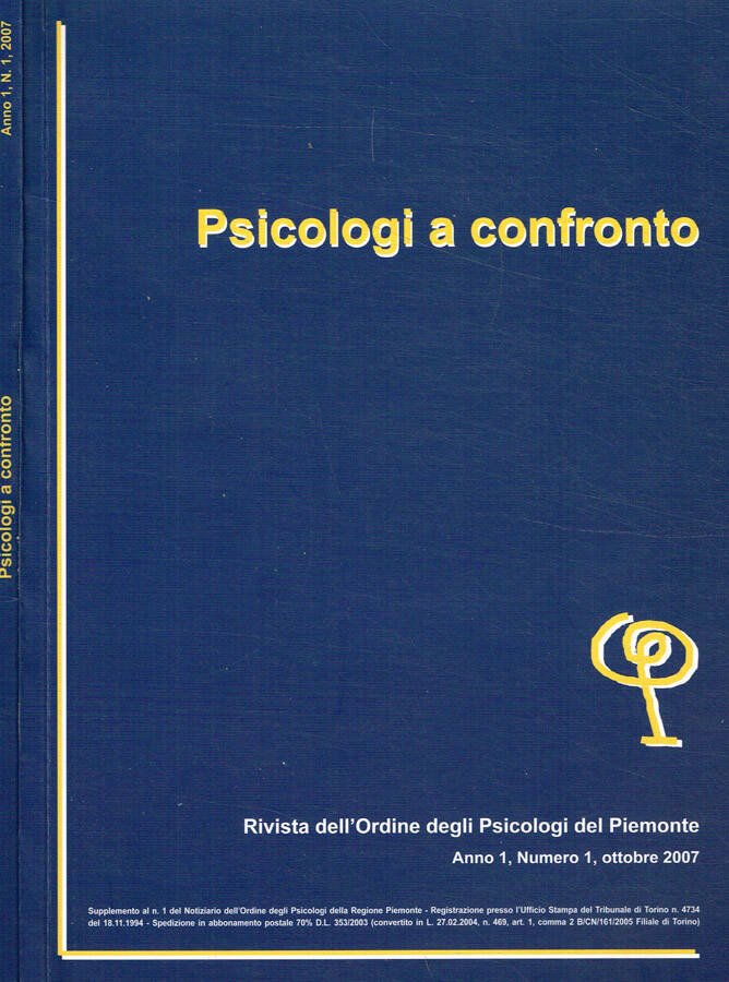Psicologi a confronto. Rivista dell'Ordine degli Psicologi del Piemonte. Anno … | Immagine principale