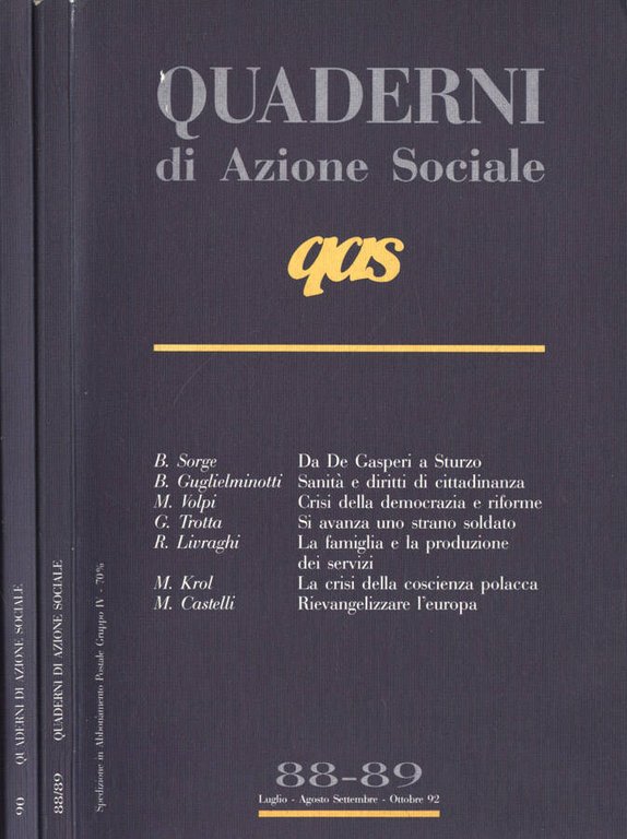 QAS Quaderni di azione sociale Anno 1992 n. 88, 89 …