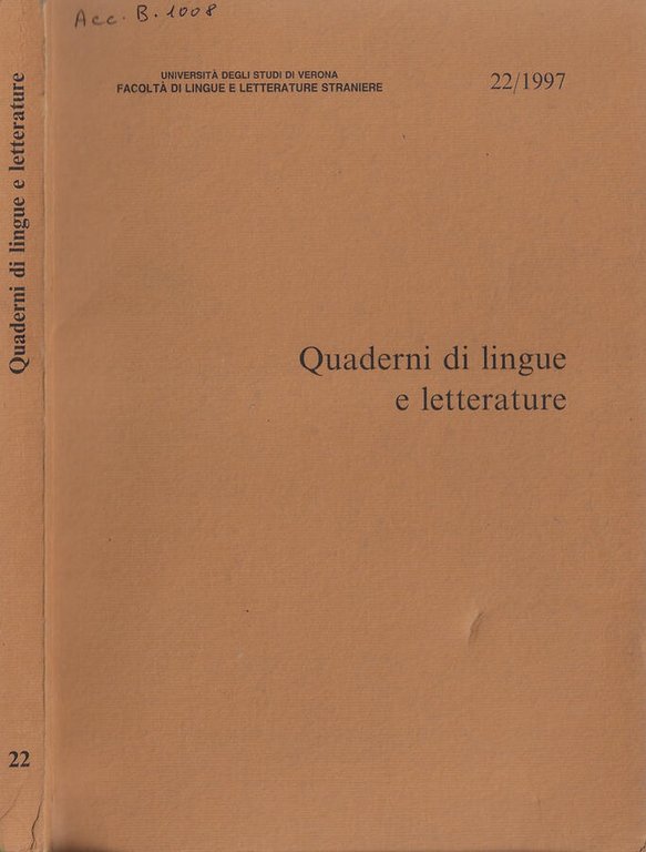 Quaderni di lingue e letterature N. 22 1997