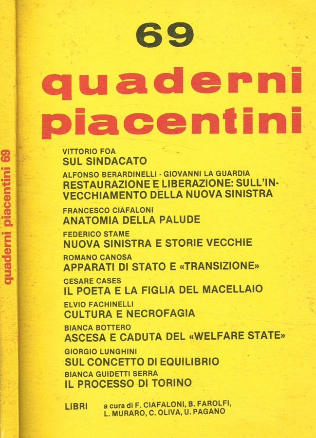 Quaderni piacentini anno XVII, n.69, dicembre 1978 | Immagine principale