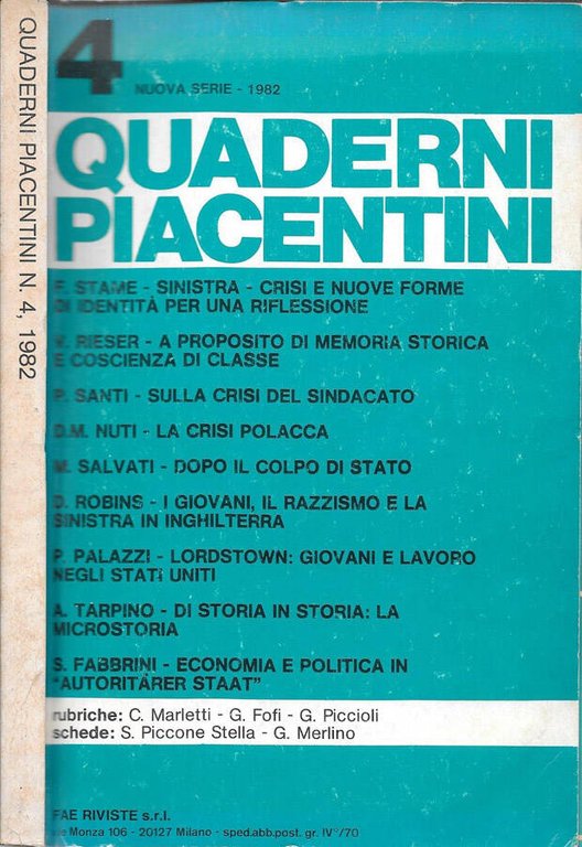 Quaderni piacentini | Immagine Gallery 2