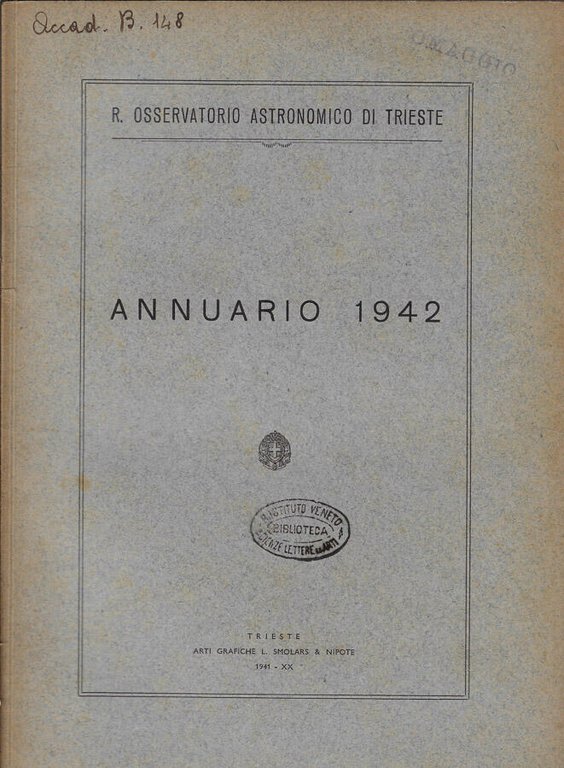 R. Osservatorio Astronomico di Trieste annuario 1942