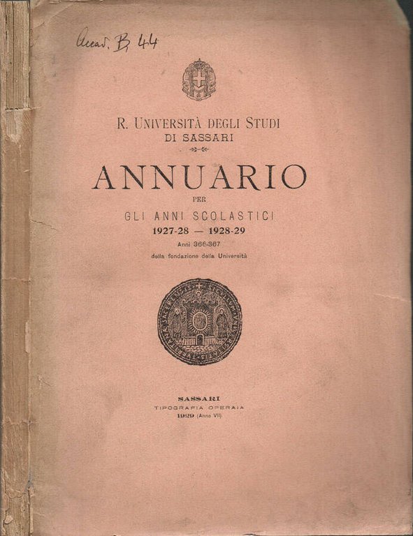R. Università degli Studi di Sassari - Annuario per gli …