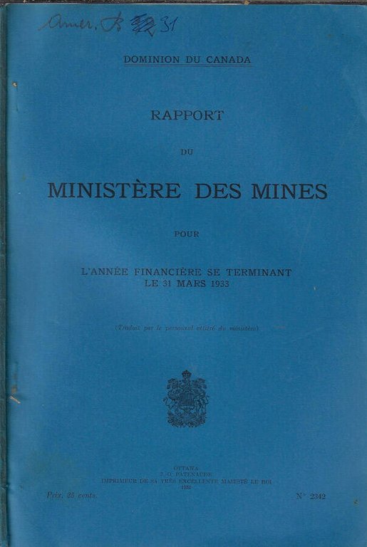 Rapport du Ministère des Mines pour l'année financière se terminant … | Immagine Gallery 2