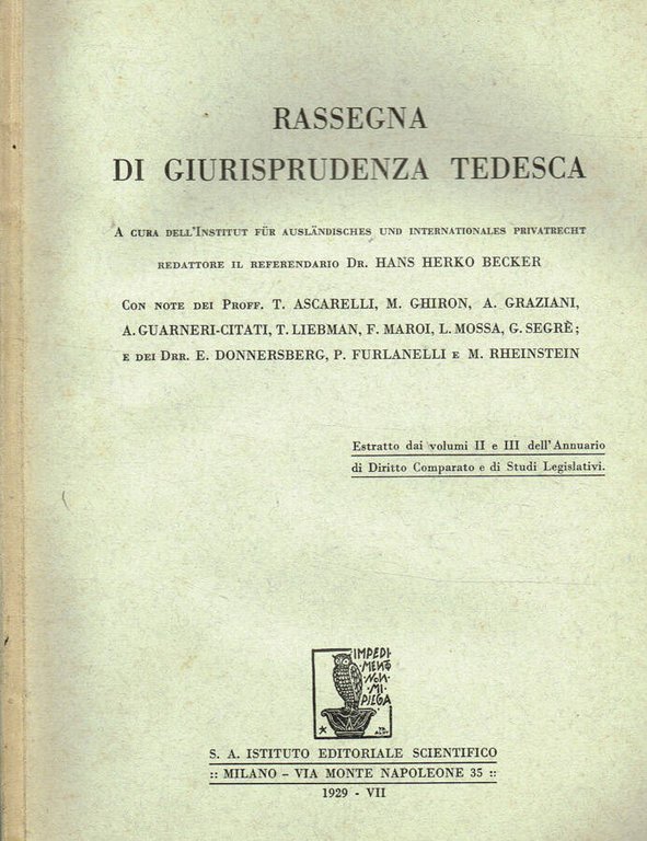 RASSEGNA DI GIURISPRUDENZA TEDESCA