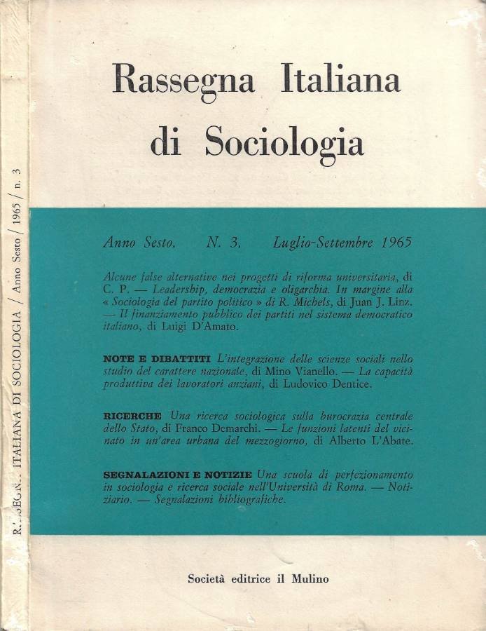 Rassegna Italiana di Sociologia. Anno Sesto - N. 3 - … | Immagine principale